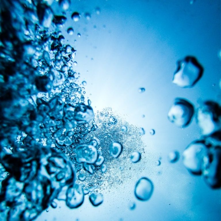 Hydroxypathie – Regulation im Gleichgewicht Wasserstruktur mit Blasen als Symbol für Hydroxypathie und Regulation des inneren Gleichgewichts bei Tieren