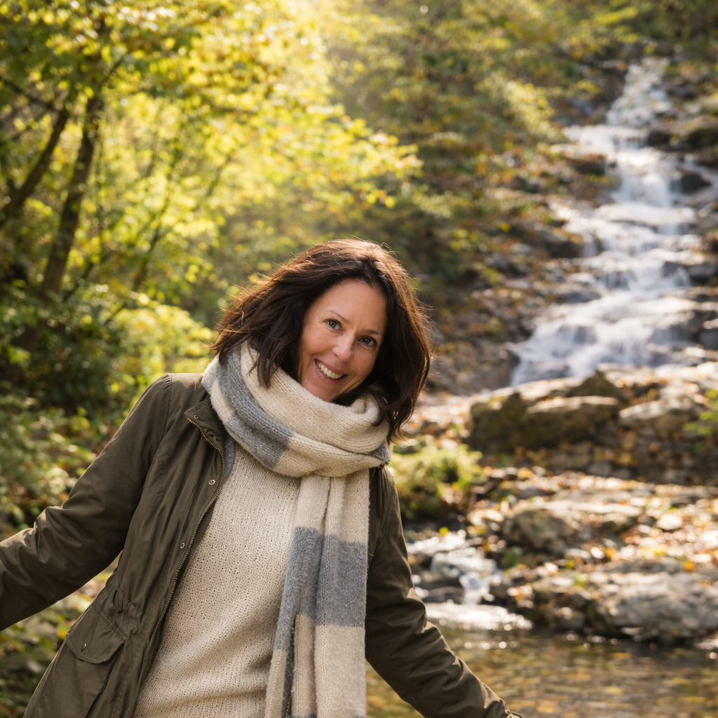 Mit Ruhe und Erfahrung für Ihr Tier da Tierheilpraktikerin in natürlicher Umgebung als Symbol für ganzheitliche Tierbetreuung und ruhige Begleitung