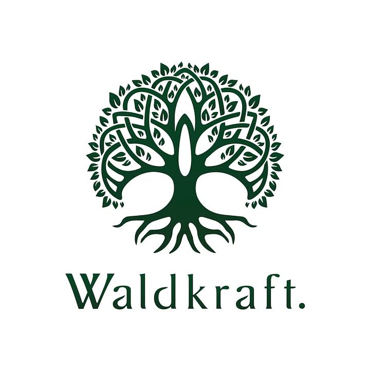 Waldkraft – Natürliche Produkte für Tier und Mensch Logo Waldkraft mit Baum als Symbol für hochwertige natürliche Produkte für Tier und Mensch